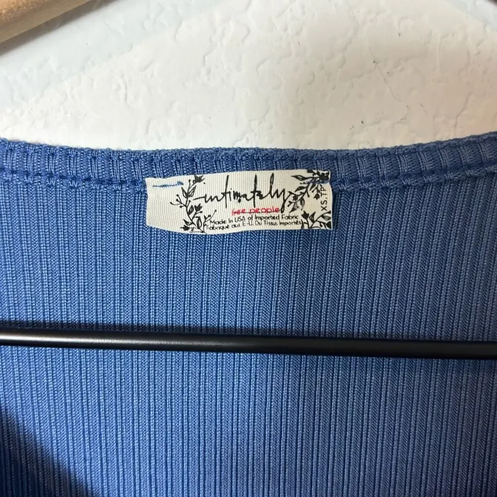 FREE PEOPLE INTIMATELY BLUE WOMEN LONG SLEEVE BODYSUIT TOP SIZE XS